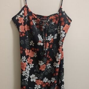 Spoiled Girl Spigetti Strap Sun Dress With Bow/Gathered Front Size M